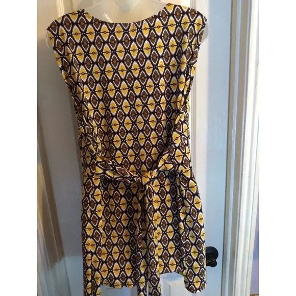 Cocomo Woman Top Brown Yellow Sleeveless Built-in Bra Tie Back No Tags Bust 46" - Picture 4 of 6